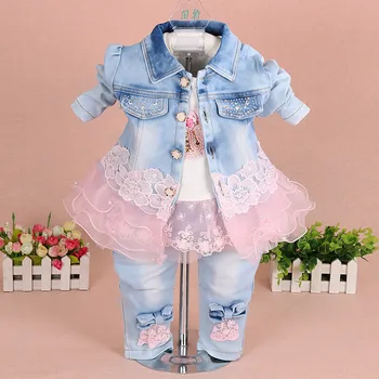 Spring Brand Baby Boutique Outfits Sets Girls Three-piece Denim Suit Korean Lace Newborn Baby Clothing Set New Year Clothes
Spring Brand Baby Boutique Outfits Sets Girls Three-piece Denim Suit Korean Lace Newborn Baby Clothing Set New Year Clothes
