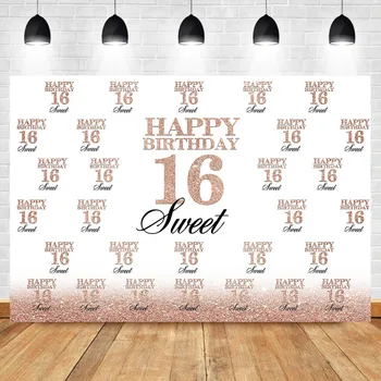 Sweet 16th Birthday Backdrop Rose Gold Sixteen Birthday Party Banner Photo Background Repeat Steps Dessert Table Decorate Props
Sweet 16th Birthday Backdrop Rose Gold Sixteen Birthday Party Banner Photo Background Repeat Steps Dessert Table Decorate Props