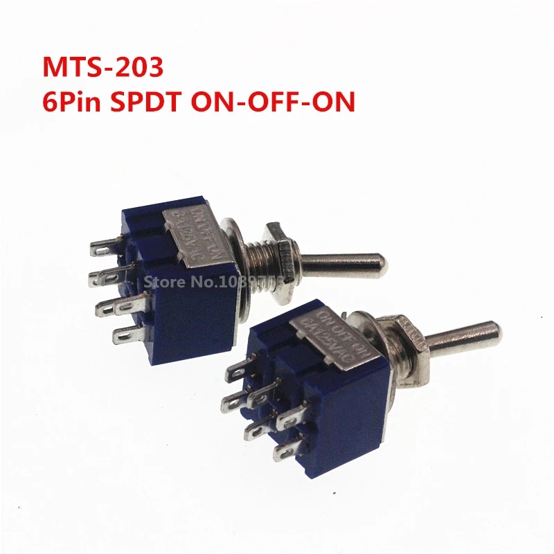 5pcs MTS-203 3 Position 6-Pin 6MM Mini SPDT ON-OFF-ON 6A 125VAC Mini Toggle Switch
5pcs MTS-203 3 Position 6-Pin 6MM Mini SPDT ON-OFF-ON 6A 125VAC Mini Toggle Switch