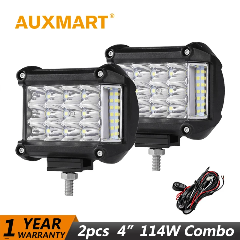 Auxmart 4" 57W Work Light Tri-Row LED Light Bar Spot Flood Combo Beam LED Bar for Offroad 4WD 4x4 Pickup Camper Trailer 12V 24V
Auxmart 4" 57W Work Light Tri-Row LED Light Bar Spot Flood Combo Beam LED Bar for Offroad 4WD 4x4 Pickup Camper Trailer 12V 24V