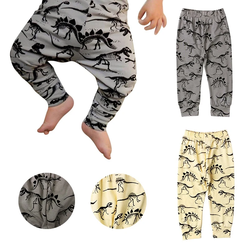 Весенне осенние детские штаны повседневные длинные с динозавром одежда для