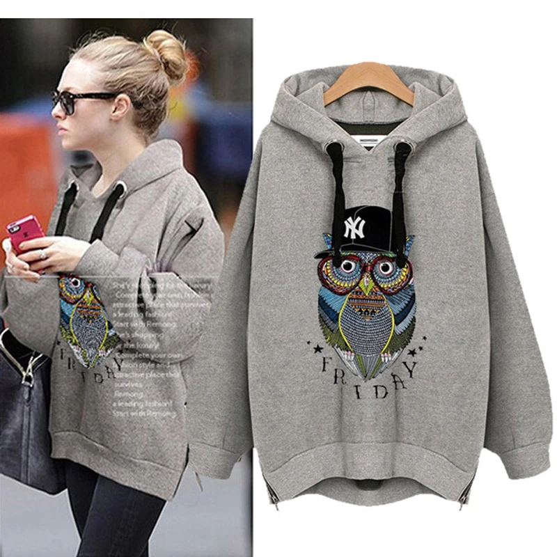 Casual Owl Embroidery Plus Size 5XL Hooded Sweatshirt Women Autumn Winter Long Sleeve Thicken Loose Hoodies Sweatshirt
Casual Owl Embroidery Plus Size 5XL Hooded Sweatshirt Women Autumn Winter Long Sleeve Thicken Loose Hoodies Sweatshirt