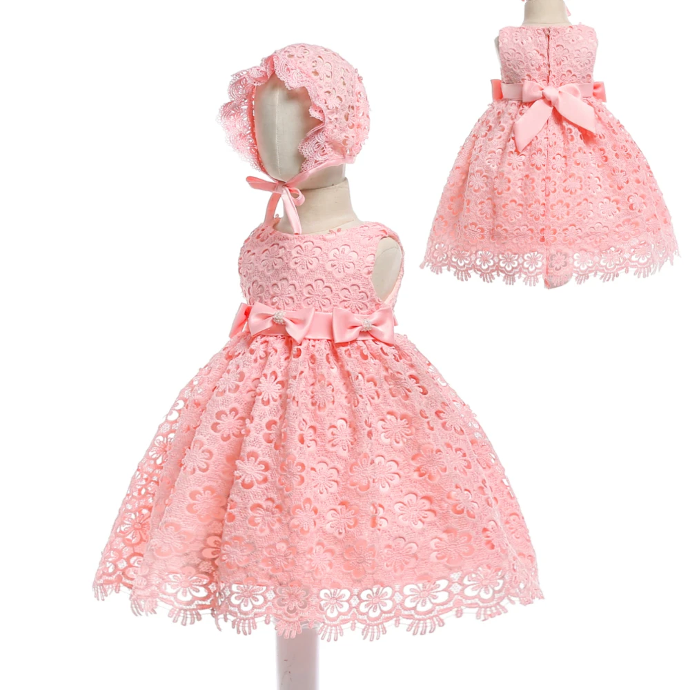 Cute Cotton Lining Infant Dresses 2018 New Peach Baby Dress For 1 Year Girl Birthday Toddler