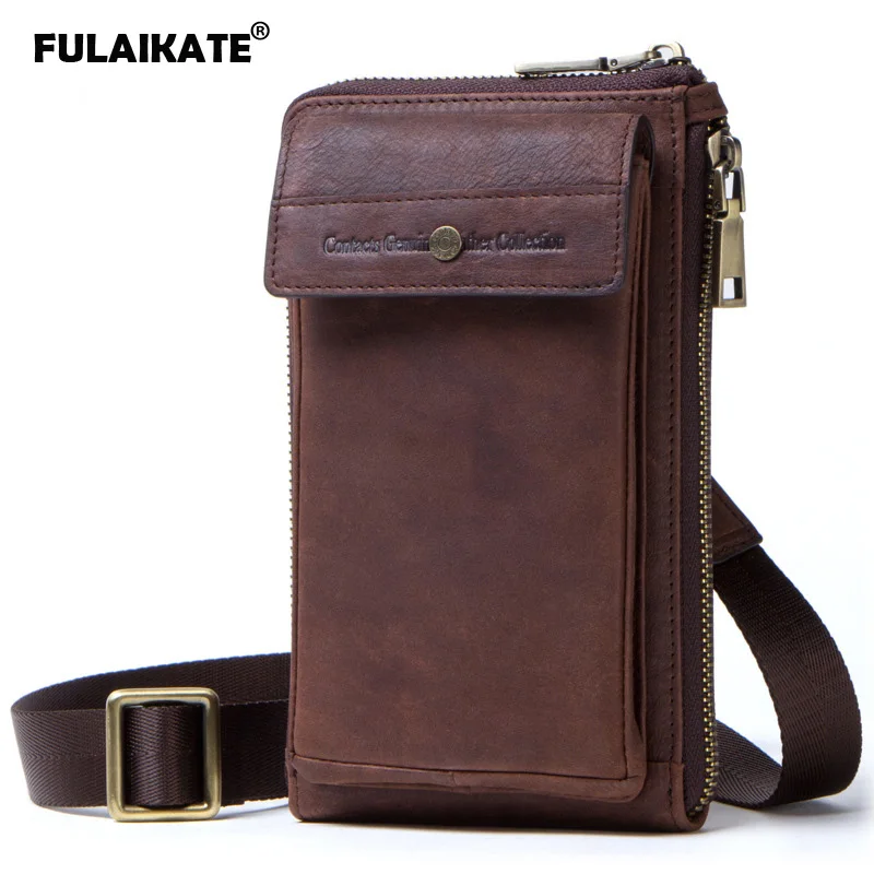 FULAIKATE 6.0" Vintage Crazy Horse Genuine Leather Men's Pouch for iPhone X Xs One-Shoulder Sling Bag Crossbody Universal Bag
FULAIKATE 6.0" Vintage Crazy Horse Genuine Leather Men's Pouch for iPhone X Xs One-Shoulder Sling Bag Crossbody Universal Bag