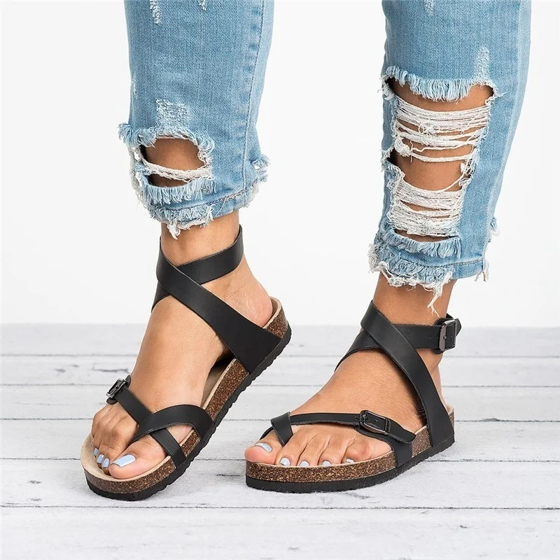 FeiYiTu Sandals for Women Roman Summer Strap Ankle Buckle leather Cork sandals women flat gladiator sandals Plus size 35-44
FeiYiTu Sandals for Women Roman Summer Strap Ankle Buckle leather Cork sandals women flat gladiator sandals Plus size 35-44