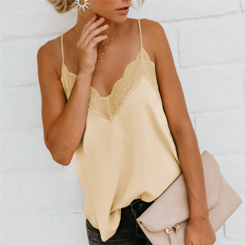 Fashion Womens Summer 2019 Lace Patchwork Vest Tops Female Sexy V-Neck Backless Solid Tank Top Fitness Roupa Feminina c
Fashion Womens Summer 2019 Lace Patchwork Vest Tops Female Sexy V-Neck Backless Solid Tank Top Fitness Roupa Feminina c