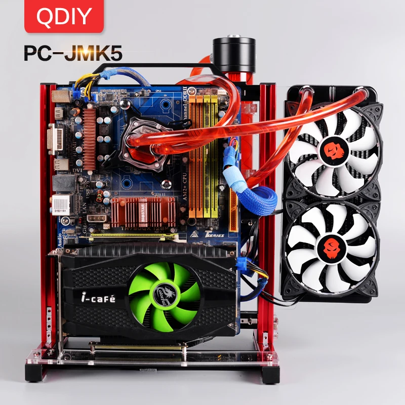 Qdiy корпус для ПК алюминиевый блок игр с водяным охлаждением материнская плата
