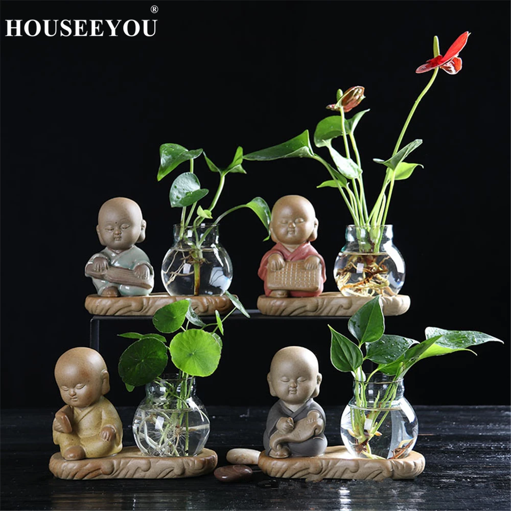 Creative Monk Buddha Figures Succulents Flower Pot Tray Flowerpot with Hydroponic Glass Vase Zen Ornaments Living Room Decor
Creative Monk Buddha Figures Succulents Flower Pot Tray Flowerpot with Hydroponic Glass Vase Zen Ornaments Living Room Decor
