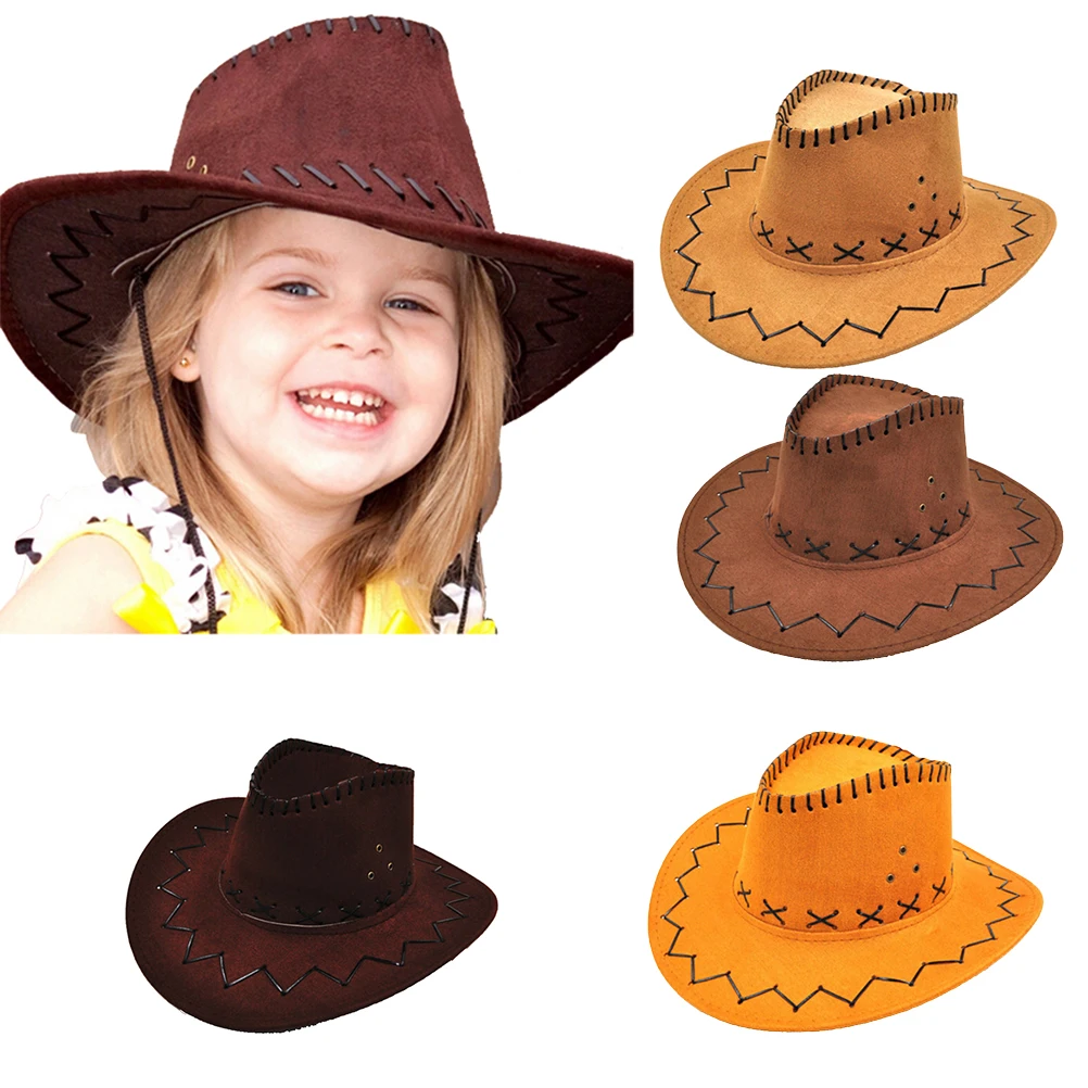 

New Arrival chapeau Cowboy Hats kids Fashion Cowboy Hat For Kid Boys Girls Party sombrero leather Costumes Cowgirl Hats Caps