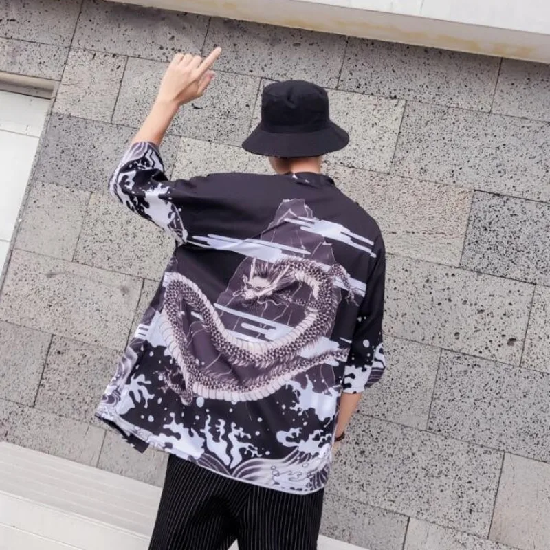 #4354 Spring Summer Mens Kimono Shirt Chinese Dragon Print Open Stitch Casual Hip Hop Streetwear Harajuku Tunic Shirt Male M-XXL
#4354 Spring Summer Mens Kimono Shirt Chinese Dragon Print Open Stitch Casual Hip Hop Streetwear Harajuku Tunic Shirt Male M-XXL
