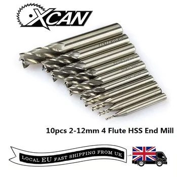 XCAN 10pcs 4 Flute HSS End Mills 2-12mm Straight Shank End Milling Cutter Spiral Acrylic Cutter CNC Router Bit
XCAN 10pcs 4 Flute HSS End Mills 2-12mm Straight Shank End Milling Cutter Spiral Acrylic Cutter CNC Router Bit