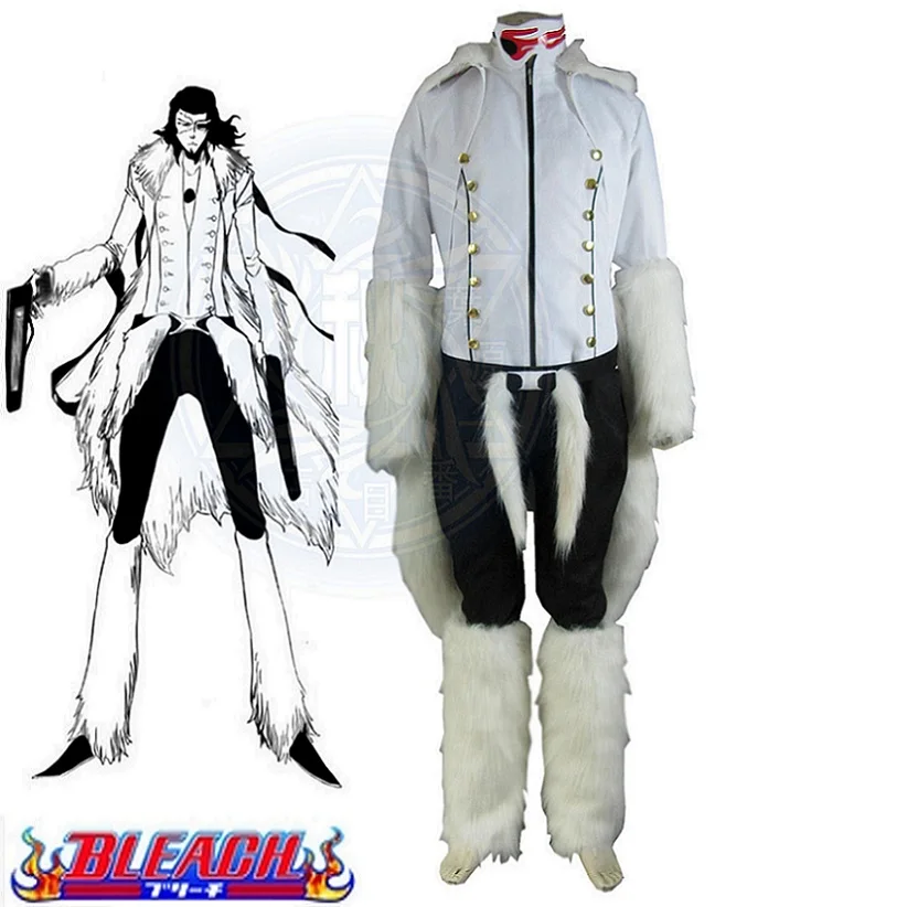 

High-Q Unisex Anime Cos Bleach The Tercera Espada No.1 Coyote Starrk Resurreccion Form White Kimono Cosplay Costume Sets