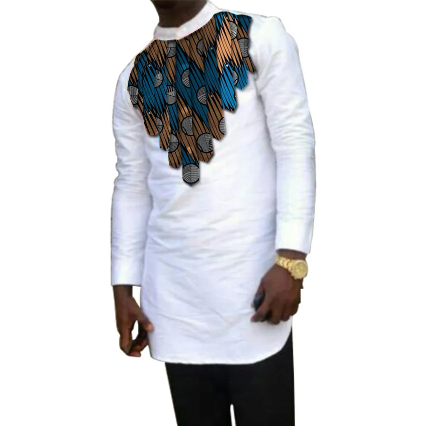 African clothing men's shirt stand collar Ankara white with print tops patchwork customize wear male dashiki shirt for wedding
African clothing men's shirt stand collar Ankara white with print tops patchwork customize wear male dashiki shirt for wedding