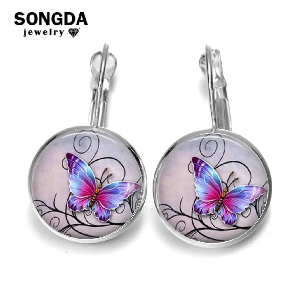 SONGDA Butterfly French Hook Earrings Fashion Silver Color Romantic Elegant Art Photo Glass Cabochon Earrings for Women Jewelry
SONGDA Butterfly French Hook Earrings Fashion Silver Color Romantic Elegant Art Photo Glass Cabochon Earrings for Women Jewelry