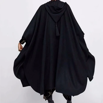 Winter Cloak Hooded Trench Coat Thick Woolen Women Gothic Cape Poncho Coat Open Cardigans Female Tassel Long Trench Overcoat
Winter Cloak Hooded Trench Coat Thick Woolen Women Gothic Cape Poncho Coat Open Cardigans Female Tassel Long Trench Overcoat