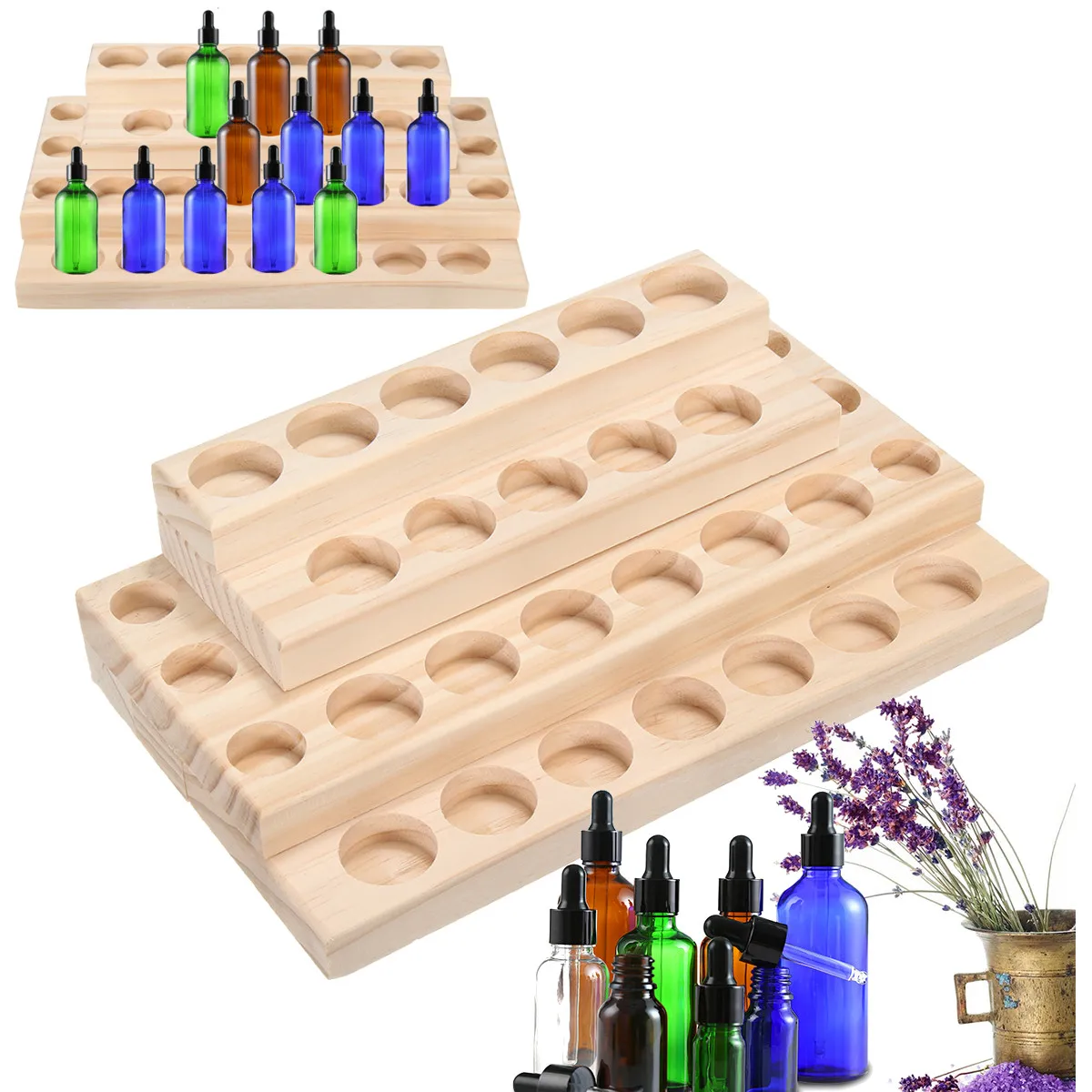 30 Hole 5ml - 15ml Bottles Handmade Natural Pine Wood Jewelry Display Stand Rack Essential Oil Wooden Tray Demonstration Station
30 Hole 5ml - 15ml Bottles Handmade Natural Pine Wood Jewelry Display Stand Rack Essential Oil Wooden Tray Demonstration Station