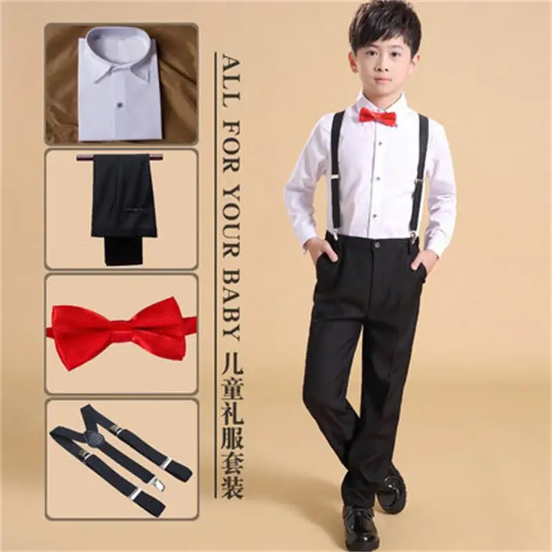 (Straps + Shirts + Bow Ties + Pants) Boys Clothing Sets Kids 4pcs Kids Spring Summer Dress Suits Suit Wedding Kids Clothes
(Straps + Shirts + Bow Ties + Pants) Boys Clothing Sets Kids 4pcs Kids Spring Summer Dress Suits Suit Wedding Kids Clothes
