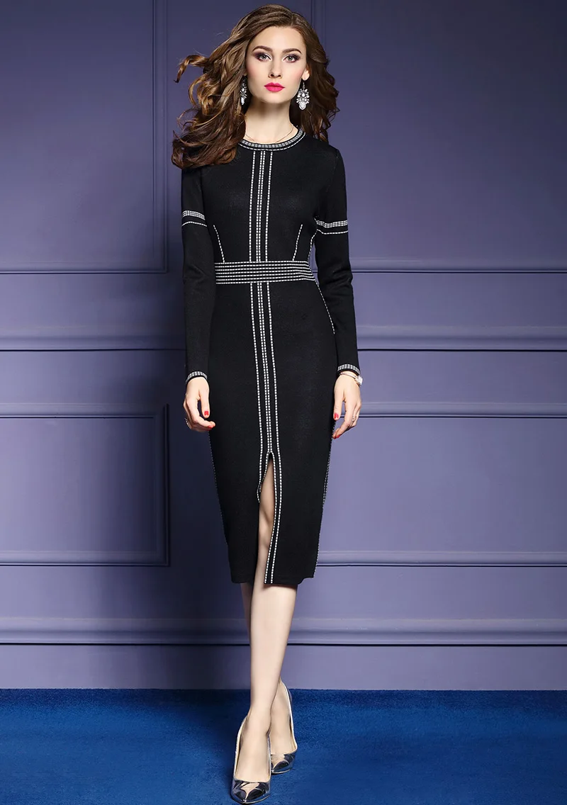 European American Style Bandage Dress Women 2019 Autumn Winter Long Sleeve Office Lady Knitting Sheath Party Bodycon Dress
European American Style Bandage Dress Women 2019 Autumn Winter Long Sleeve Office Lady Knitting Sheath Party Bodycon Dress