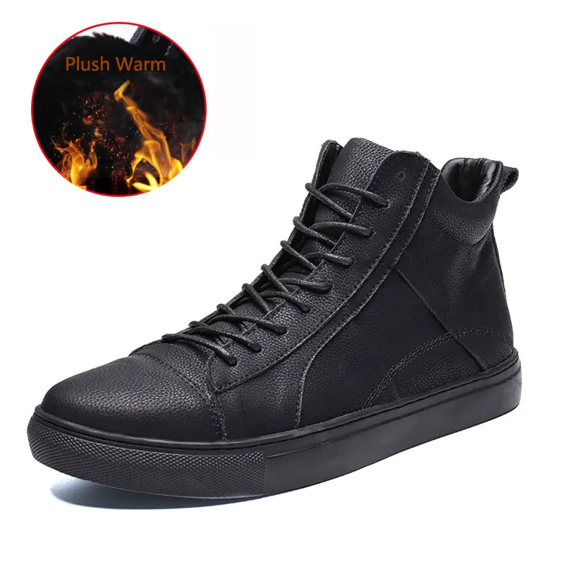 SUROM Plush Warm Men Leather Casual Shoes Genuine Leather High Top Winter Shoes Lace up Ankle Boots tenis masculino Size 38-44
SUROM Plush Warm Men Leather Casual Shoes Genuine Leather High Top Winter Shoes Lace up Ankle Boots tenis masculino Size 38-44