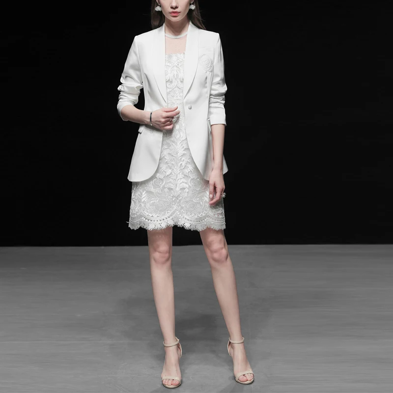 Runway Dress Suits Women Luxury Elegant High Quality Blazer Suit Jacket Tops + Lace Dress Office Ladies Formal Work 2 Piece Suit
Runway Dress Suits Women Luxury Elegant High Quality Blazer Suit Jacket Tops + Lace Dress Office Ladies Formal Work 2 Piece Suit