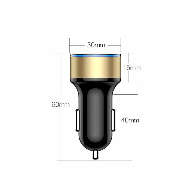 Автомобильное зарядное устройство Прикуриватель с 2 USB разъемами порта ЖК