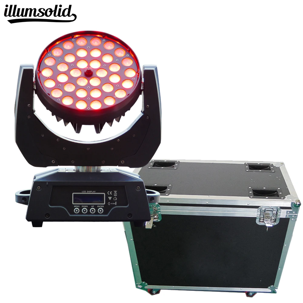 2pcs/lot 36x12W LED Zoom Moving Head Light RGBW DMX Wash with Flight Case For DJ Club Stage Projector Disco 17CH | Освещение