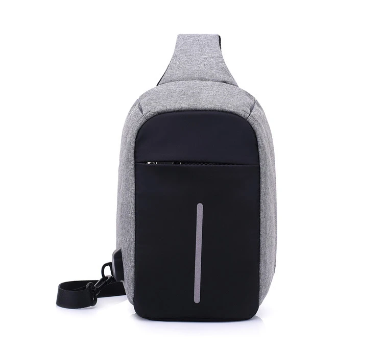 Men's Burglar USB Charging Shoulder Crossbody Bag Men&Female Stealth Zipper Business Chest Pack Repellent Anti-theft Package 13