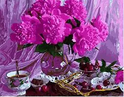 cioioil-T182 Peonies and cherries coloring by numbers still life paint canvas wall pictures for living room