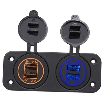 4-Port USB Charger Dual 5V/2.1A Power Outlet Adapter Socket Panel for Car Boat Marine Motorcycle RV ATV(Orange and Blue LED)
4-Port USB Charger Dual 5V/2.1A Power Outlet Adapter Socket Panel for Car Boat Marine Motorcycle RV ATV(Orange and Blue LED)
