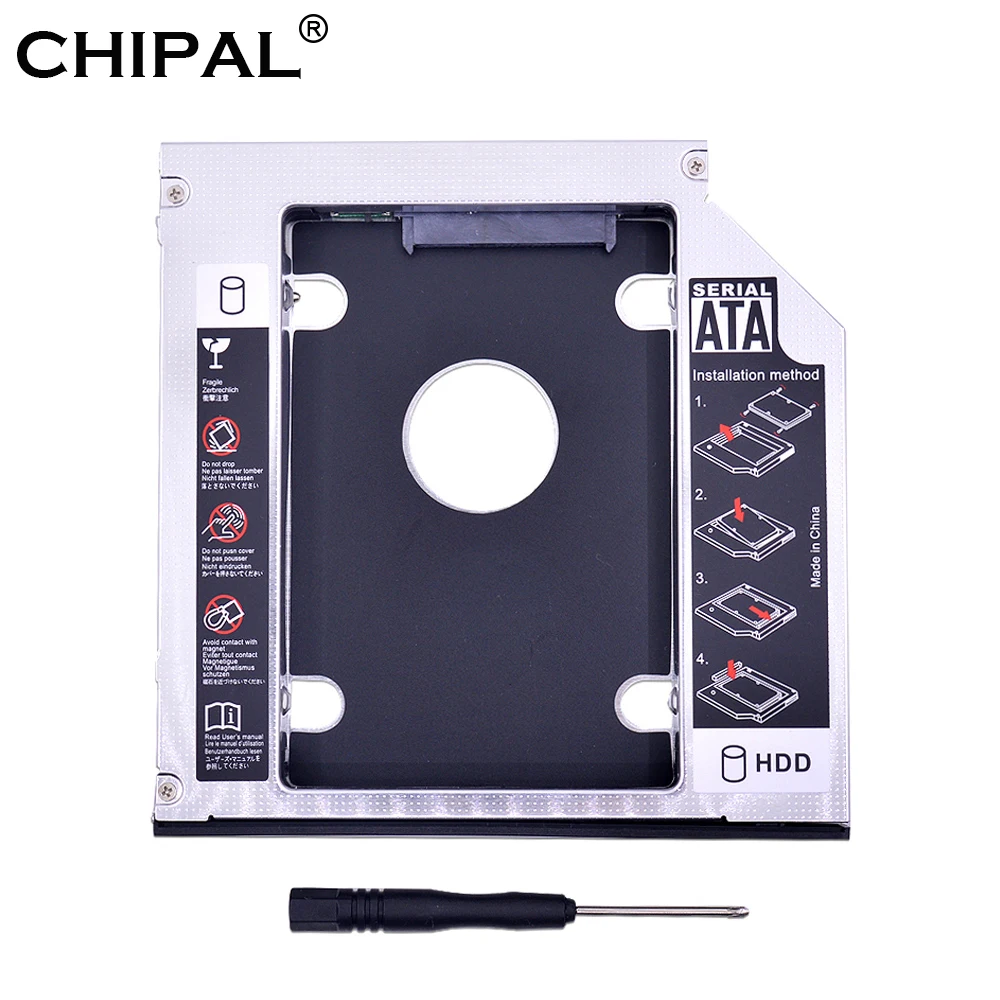 CHIPAL 2nd HDD Caddy 12.7MM Universal Aluminum for 2.5" 12.5mm 9.5mm 9mm 7mm SSD HDD Box Enclosure + Dual LED for Laptop CD-ROM
CHIPAL 2nd HDD Caddy 12.7MM Universal Aluminum for 2.5" 12.5mm 9.5mm 9mm 7mm SSD HDD Box Enclosure + Dual LED for Laptop CD-ROM