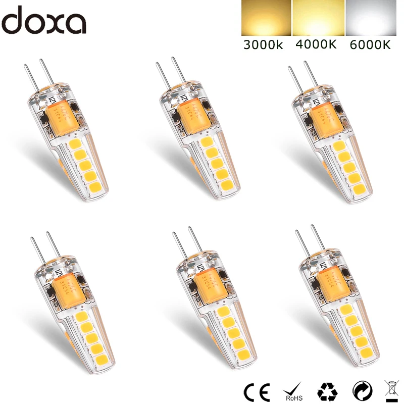 6pcs G4 LED 12V Bulb AC DC 2W led G4 Lamp 360 degrees Warm Natural Cool White 2835 SMD 10LED Light Bulb Replace 20W Halogen Lamp
6pcs G4 LED 12V Bulb AC DC 2W led G4 Lamp 360 degrees Warm Natural Cool White 2835 SMD 10LED Light Bulb Replace 20W Halogen Lamp