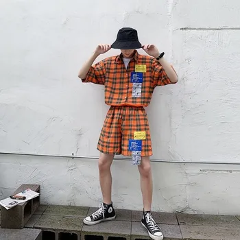 2019 Summer New Short-sleeved Shirt Shorts Men's Casual Wear Street Harajuku Lattice Hip-hop Loose Stitching Two-piece M-2XL
2019 Summer New Short-sleeved Shirt Shorts Men's Casual Wear Street Harajuku Lattice Hip-hop Loose Stitching Two-piece M-2XL