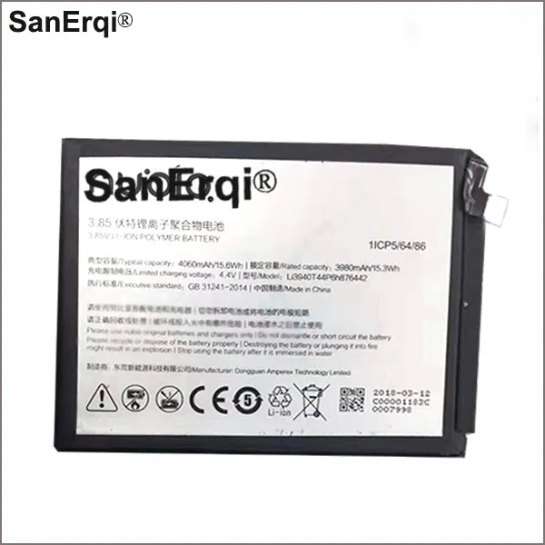3.85V 4060mAh Li3940T44P6h876442 Battery For ZTE Nubia V18 / NX612J Batteries Accumulator Battery
3.85V 4060mAh Li3940T44P6h876442 Battery For ZTE Nubia V18 / NX612J Batteries Accumulator Battery