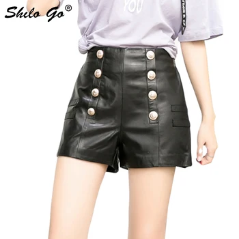 Double Breasted Leather Shorts Streetwear Elastic High Waist Sheepskin Genuine Leather Mini Shorts Casual Female Hot Shorts
Double Breasted Leather Shorts Streetwear Elastic High Waist Sheepskin Genuine Leather Mini Shorts Casual Female Hot Shorts