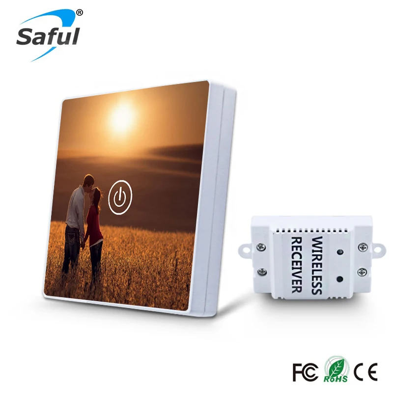 Saful 433MHz Wireless Switch 1 Gang 1 Way with Crystal Glass DIY Panel Painting Switch Remote Control For Smart Home Light
Saful 433MHz Wireless Switch 1 Gang 1 Way with Crystal Glass DIY Panel Painting Switch Remote Control For Smart Home Light