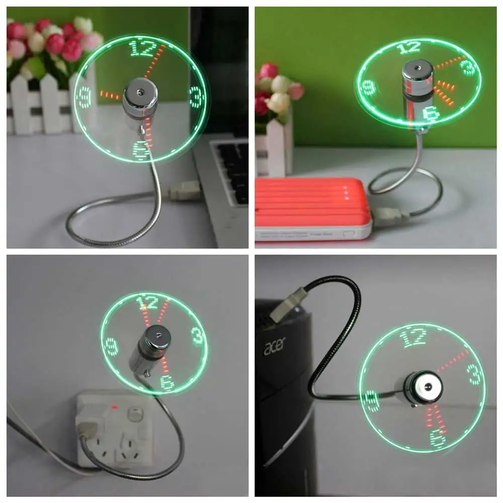 Ingelon mini usb fan LED Clock Cool Colorful or Temperature Display Fan Adjustable USB Gadget for PC power bank LED USB Fan (3)