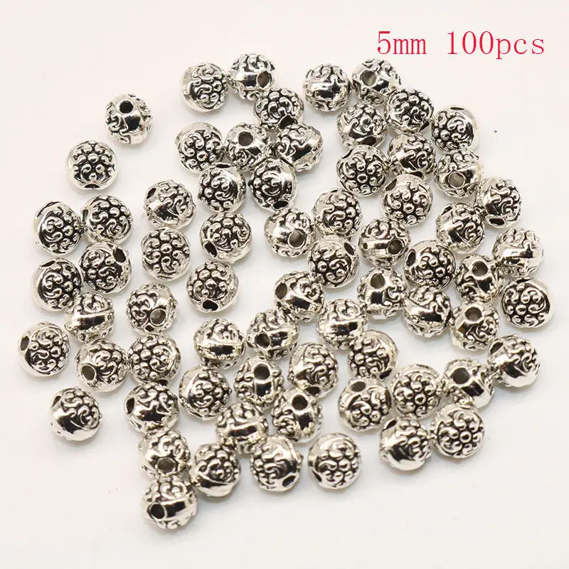 5MM 100pcs Silver Plated Spacer Loose Beads material Tibetan Silver Folwer Beads Handmade For charm beads Jewelry Making 
5MM 100pcs Silver Plated Spacer Loose Beads material Tibetan Silver Folwer Beads Handmade For charm beads Jewelry Making