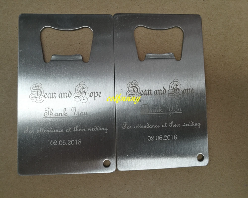 200pcs/lot Can customize logo Wallet Stainless Steel Credit Card Bottle Opener Business Card Beer Openers Wedding party gift
200pcs/lot Can customize logo Wallet Stainless Steel Credit Card Bottle Opener Business Card Beer Openers Wedding party gift