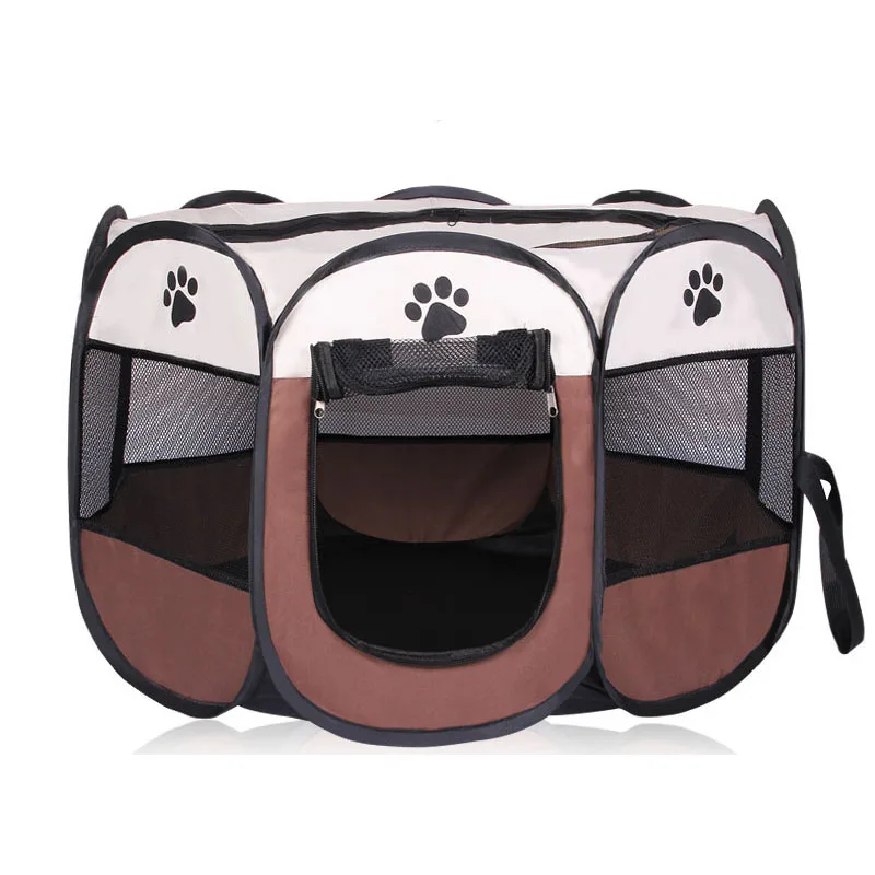 Image HOT Portable Folding Pet Dog House Cage Dog Cat Tent Playpen Puppy Kennel Easy Operation Octagonal Fence outdoor supplies