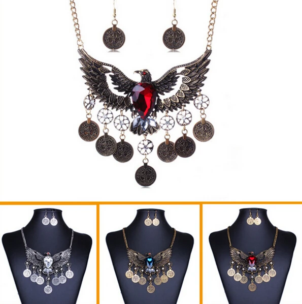 Hot Crystal Eagle Coin Tassel Bib Statement Necklace Earring Set Metal Hollow Out Owl Exaggerated Jewelry Set For Women
Hot Crystal Eagle Coin Tassel Bib Statement Necklace Earring Set Metal Hollow Out Owl Exaggerated Jewelry Set For Women