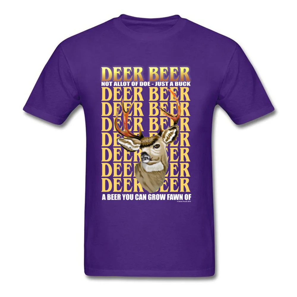 Tops Tees Deer Beer Father Day Funky Classic Short Sleeve Pure Cotton Round Neck Men T Shirts Classic T-shirts Deer Beer purple