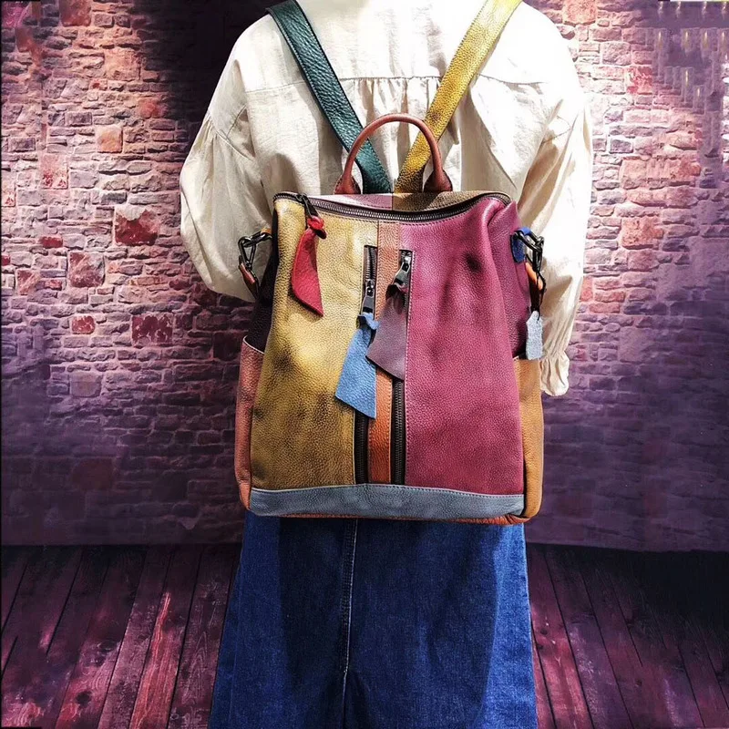 Genuine Leather Backpack Cow Leather Random Color Patchwork Style Unisex Useful Backpacks Ladies Mini Mochila Shopper Bag 2019
Genuine Leather Backpack Cow Leather Random Color Patchwork Style Unisex Useful Backpacks Ladies Mini Mochila Shopper Bag 2019