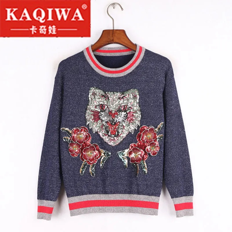 2018 New Sweater Female Pullovers Cat Embroidery 2018 Winter Spring Knitted Pullover Runway Designer Pearl Beading Tops Jumper
2018 New Sweater Female Pullovers Cat Embroidery 2018 Winter Spring Knitted Pullover Runway Designer Pearl Beading Tops Jumper