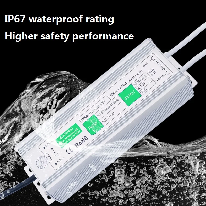 12V100W waterproof switching power supply outdoor IP67 grade DC waterproof transformer LED lamp driver 8.3A
12V100W waterproof switching power supply outdoor IP67 grade DC waterproof transformer LED lamp driver 8.3A