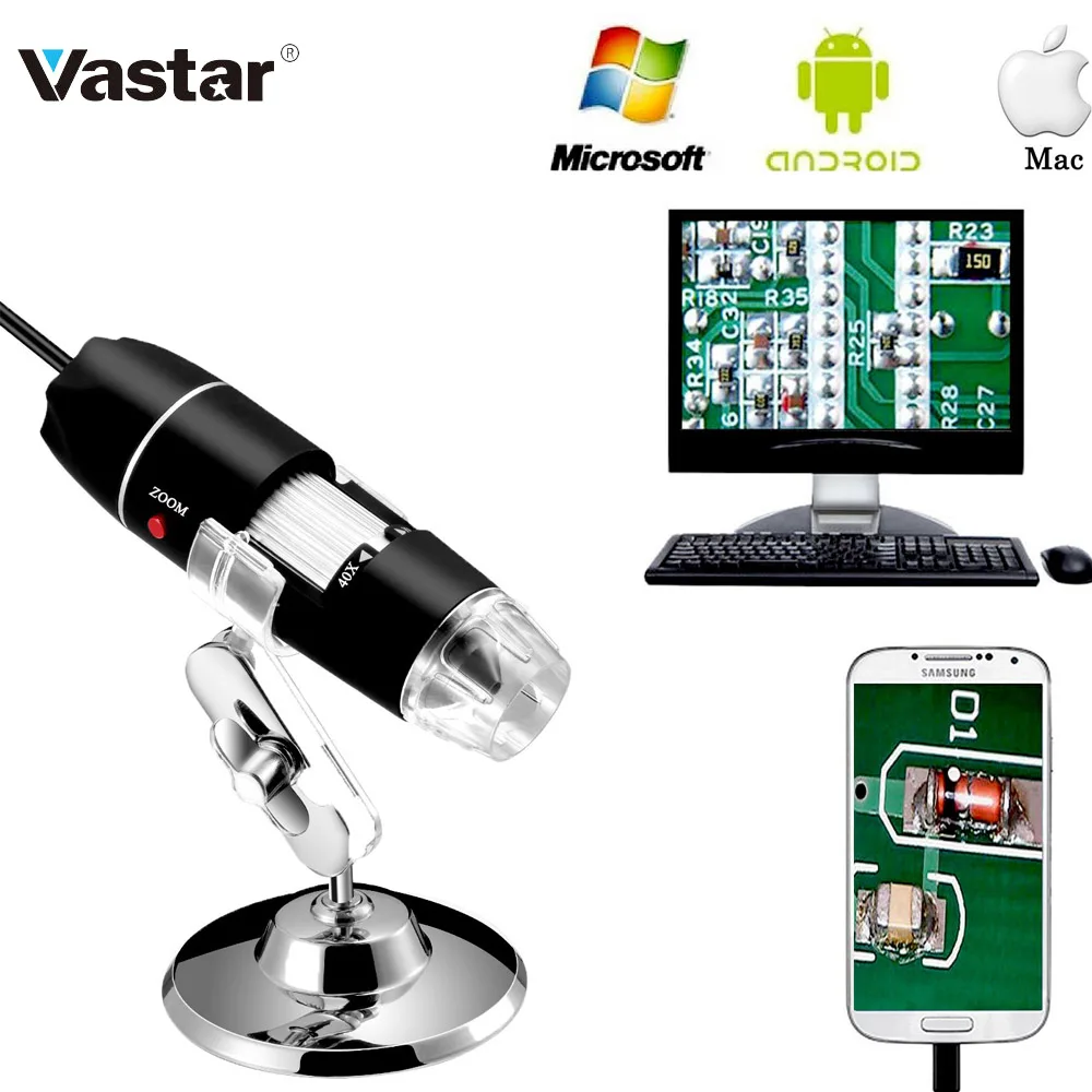 

Vastar Mega Pixels 1000X 1600X 500X 8 LED Digital Microscope USB Endoscope Camera Microscopio Magnifier Electronic Stereo