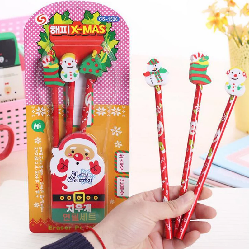 3 Sets/Lot Christmas Stationery Set Santa Claus Snowman Elk Creative Cartoon Pencil and Eraser for Kids Students School Supplies
3 Sets/Lot Christmas Stationery Set Santa Claus Snowman Elk Creative Cartoon Pencil and Eraser for Kids Students School Supplies