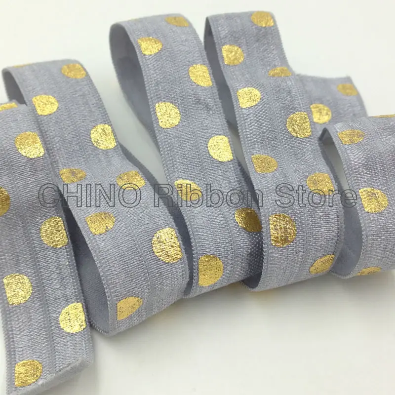 10 Yards Hot Sale 5/8" Gold Polka Dot Print Fold Over Elastic Grey FOE Hair Tie Ribbon for Headband DIY Headwear Hair Accessory
10 Yards Hot Sale 5/8" Gold Polka Dot Print Fold Over Elastic Grey FOE Hair Tie Ribbon for Headband DIY Headwear Hair Accessory