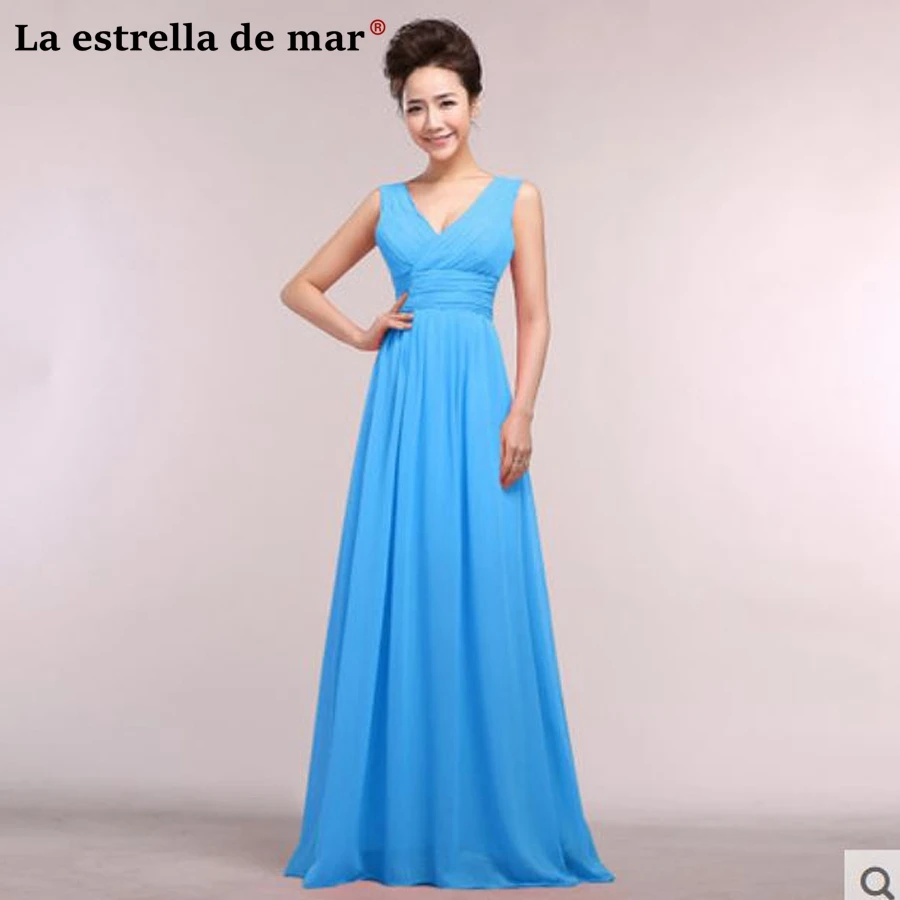 Vestido Madrinha 2018 New Chiffon Sexy V Neck A Line Purple