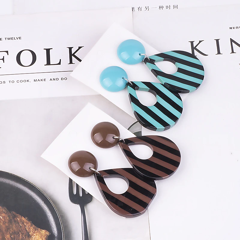Guanlong Classic Dangle Earrings Resin For Women Statement Geometric Round Acrylic Long Blue Drop Earings Christmas Gifts Jewelry (5)