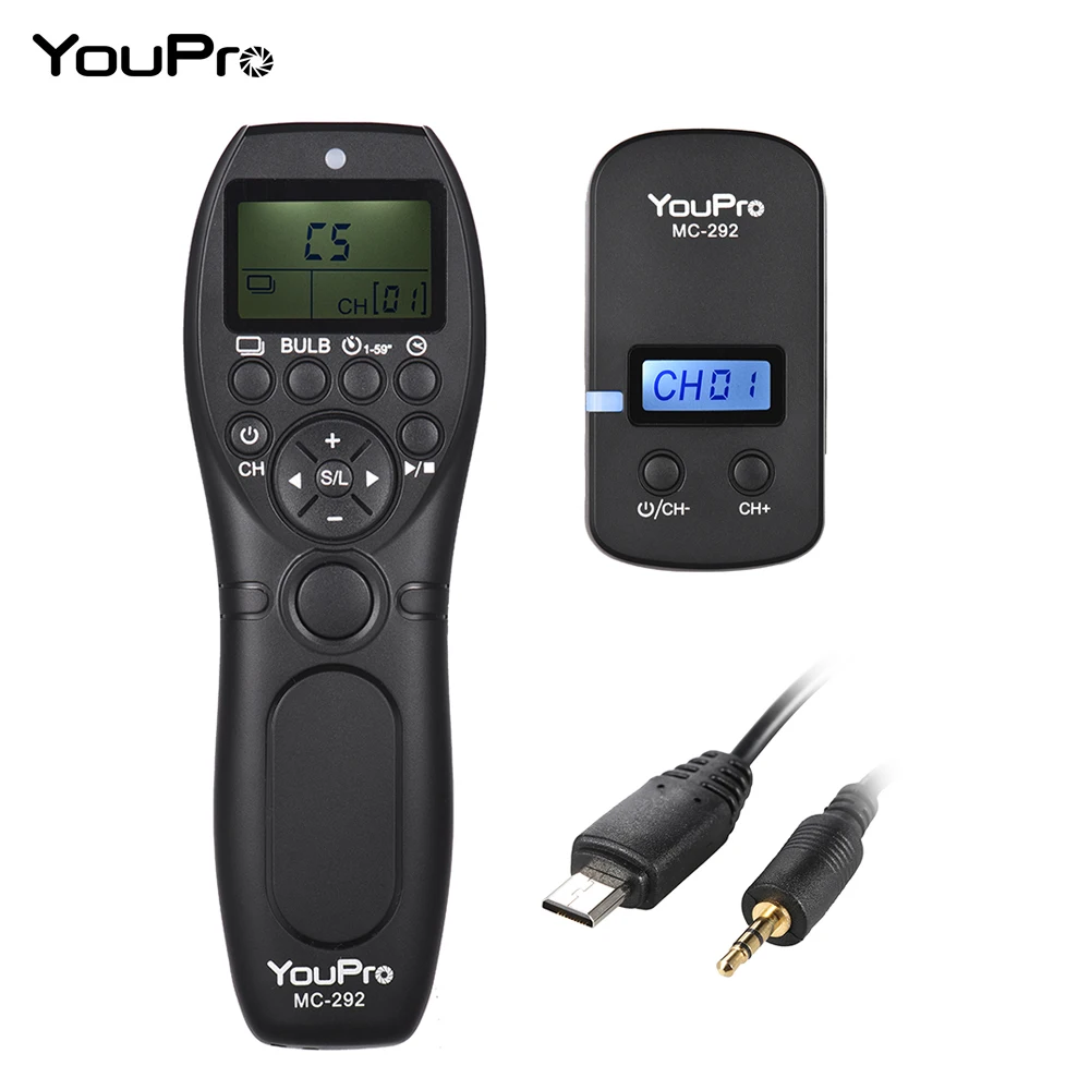YouPro MC-292 DC0/DC2/N3/S2/E3/E2 2.4G Wireless Remote Control LCD Timer Shutter Release Channels for Canon/Sony/Nikon/Fujifilm
YouPro MC-292 DC0/DC2/N3/S2/E3/E2 2.4G Wireless Remote Control LCD Timer Shutter Release Channels for Canon/Sony/Nikon/Fujifilm